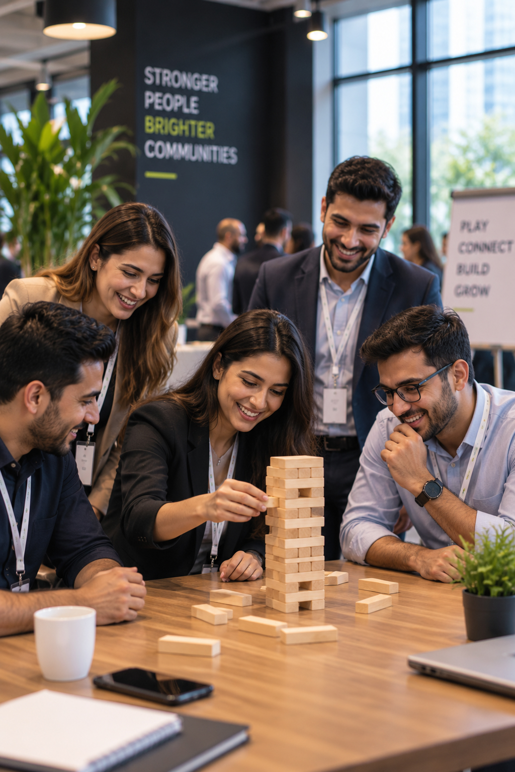 People playing together at a corporate sports experience